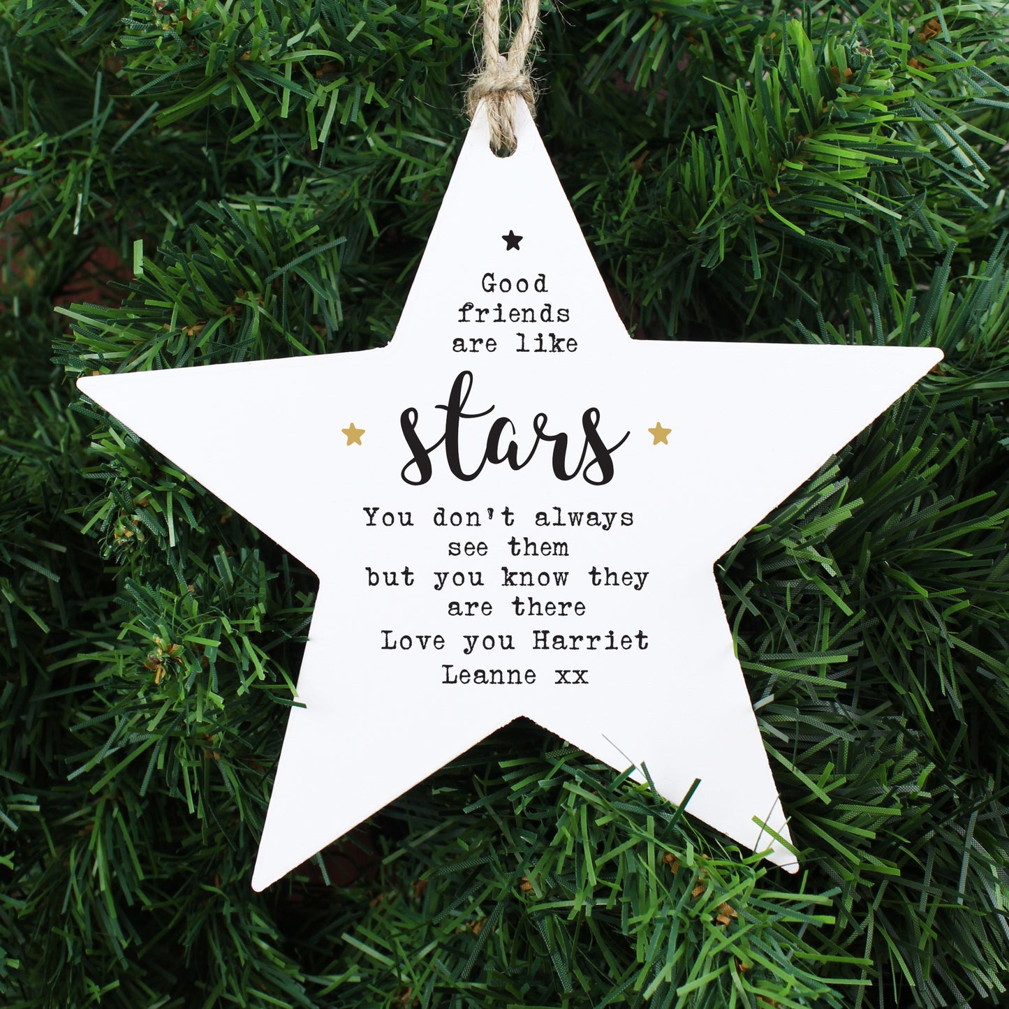 Personalised 'Good Friends' Wooden Star Decoration