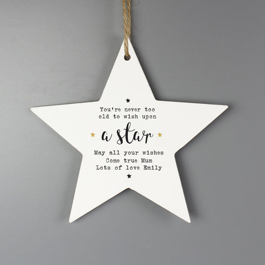 Personalised 'Wish Upon a Star' Wooden Star Decoration