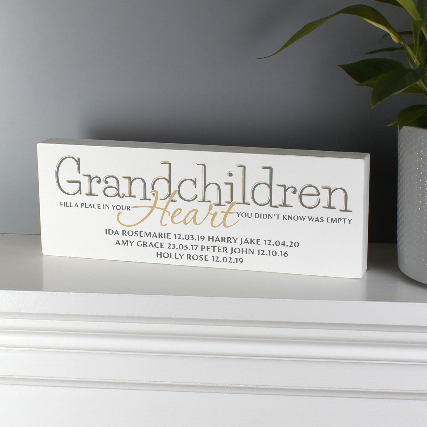 Personalised Grandchildren Wooden Block Sign