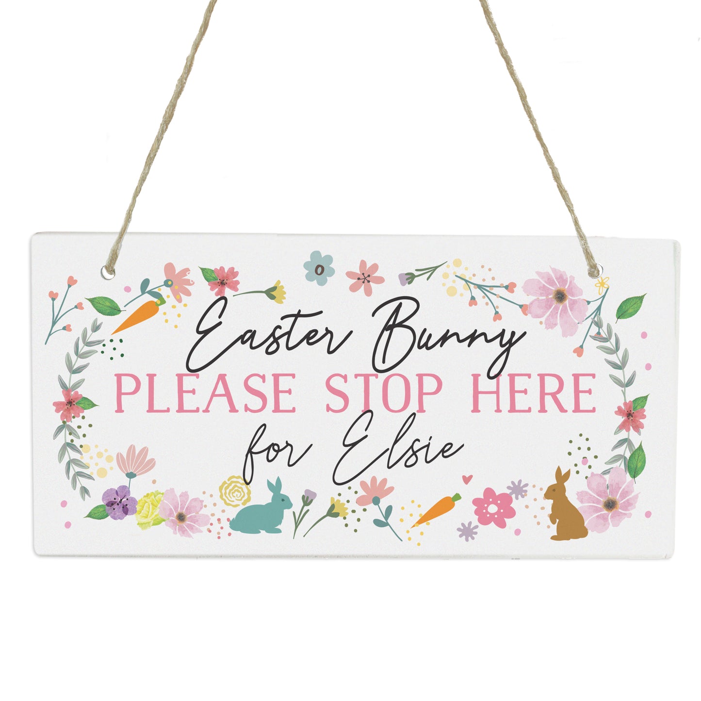 Personalised Easter Springtime Wooden Hanging Sign