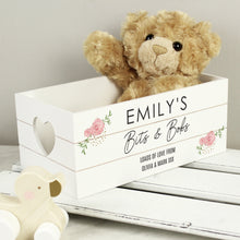 Personalised White Wooden Crate - Abstract Rose Design