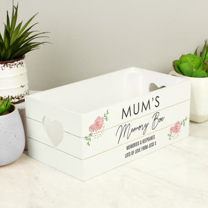 Personalised White Wooden Crate - Abstract Rose Design