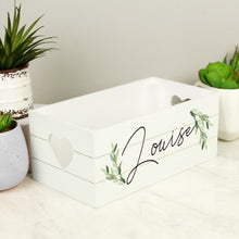 Personalised White Wooden Crate - Botanical Design