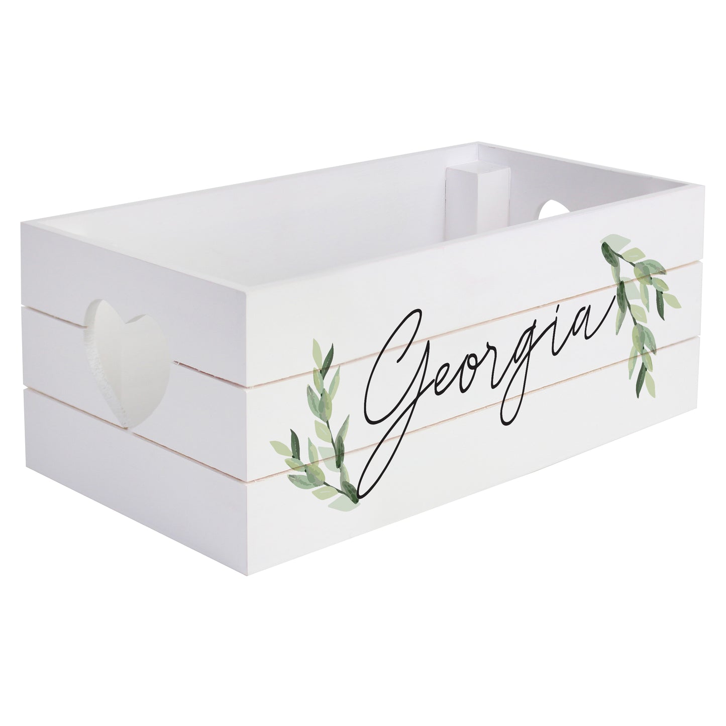 Personalised White Wooden Crate - Botanical Design