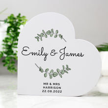Personalised Botanical Free Standing Wooden Heart Ornament
