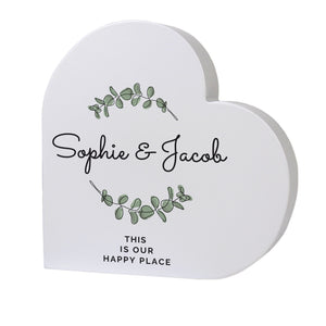 Personalised Botanical Free Standing Wooden Heart Ornament