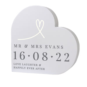 Personalised Free Standing Wooden Heart Ornament - ideal for Weddings/Anniversaries/Valentine's Day
