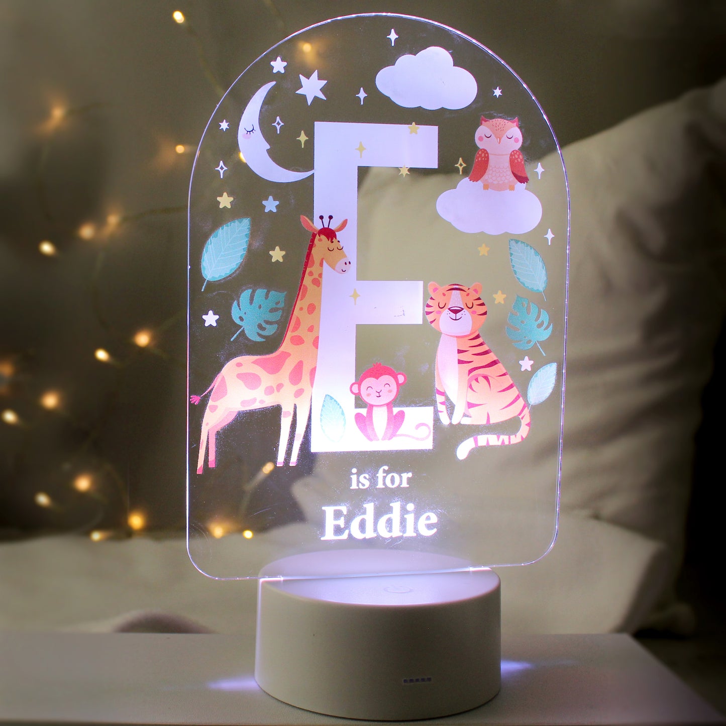 Personalised Animal Alphabet LED Colour Changing Night Light - Initial and Name