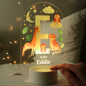 Personalised Animal Alphabet LED Colour Changing Night Light - Initial and Name
