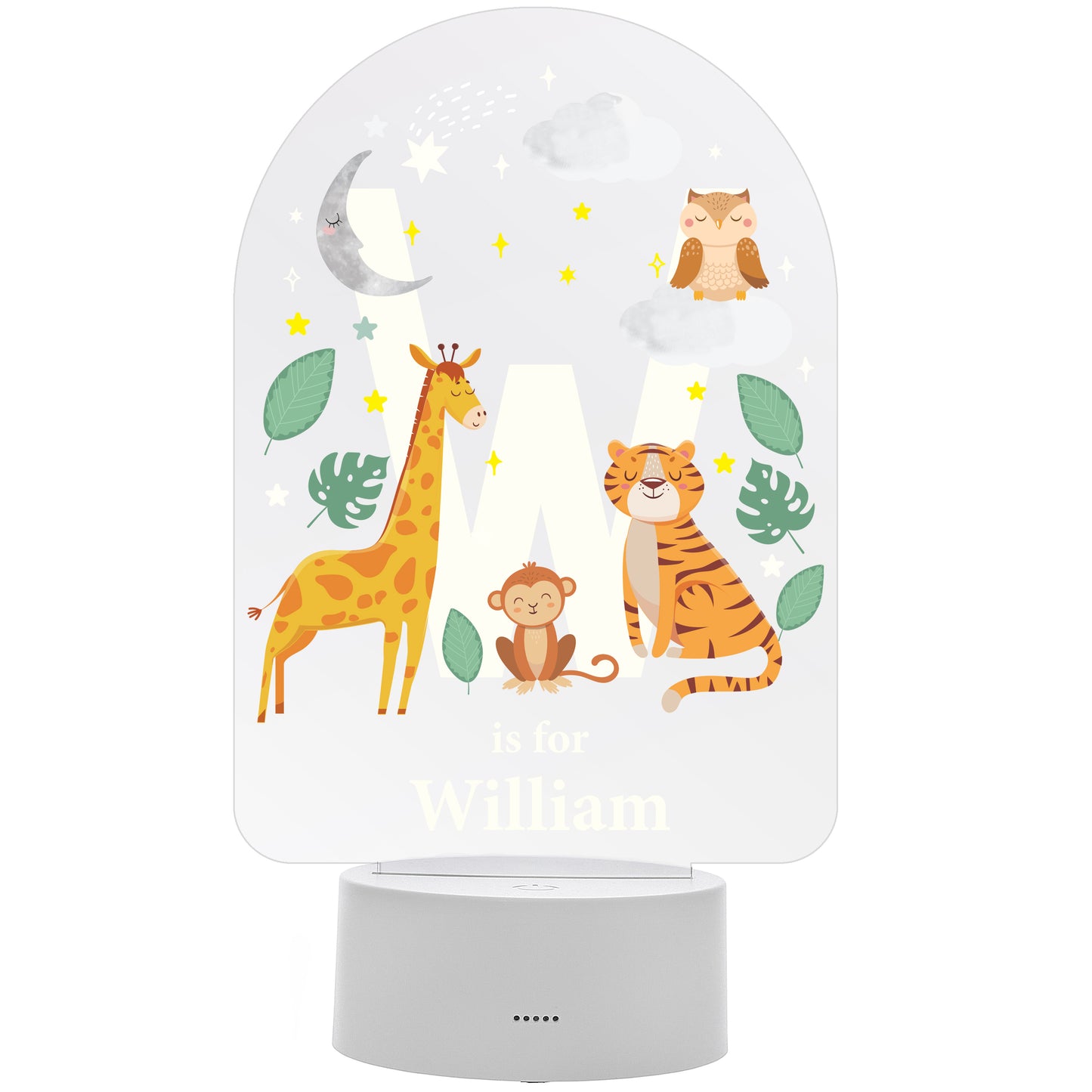 Personalised Animal Alphabet LED Colour Changing Night Light - Initial and Name
