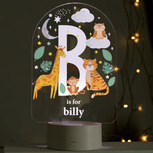 Personalised Animal Alphabet LED Colour Changing Night Light - Initial and Name