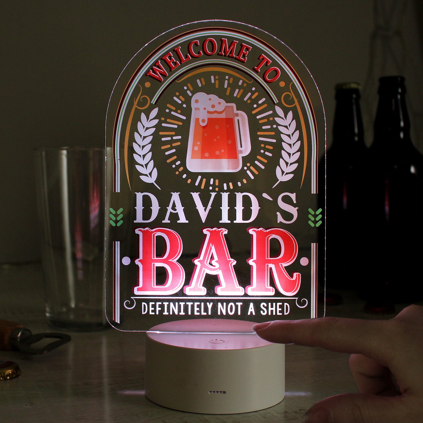 Personalised 'Welcome to ..... Bar' LED Colour Changing Light