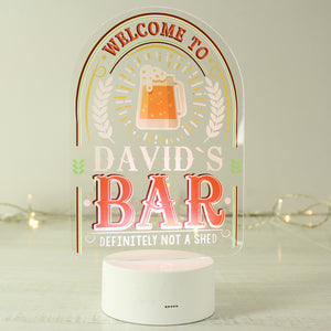 Personalised 'Welcome to ..... Bar' LED Colour Changing Light