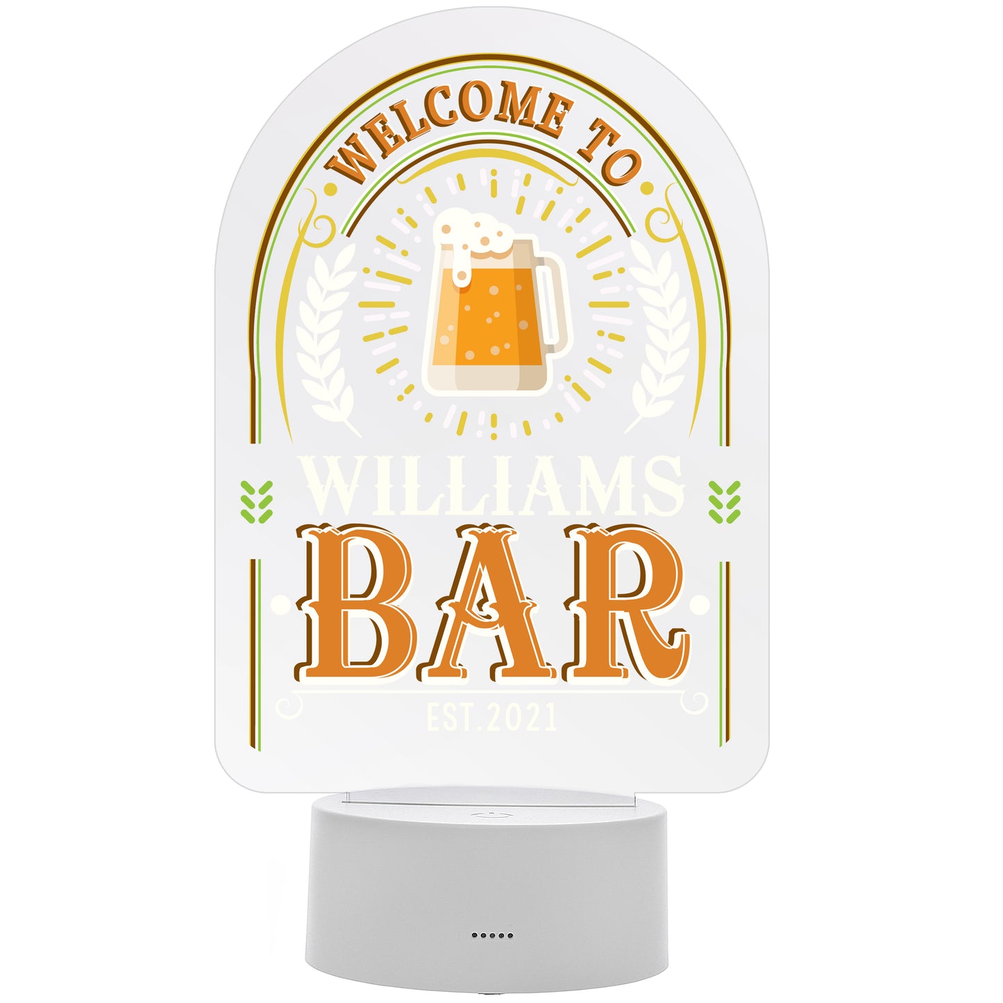 Personalised 'Welcome to ..... Bar' LED Colour Changing Light