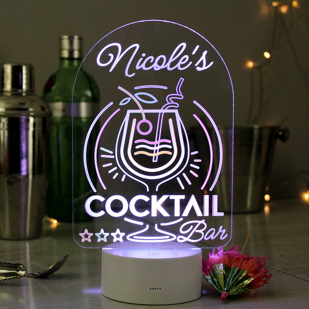 Personalised Cocktail Bar LED Colour Changing Light