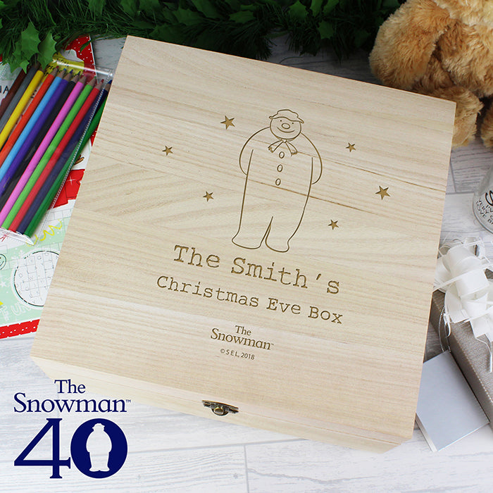 Personalised 'The Snowman' Large Wooden Christmas Eve Box
