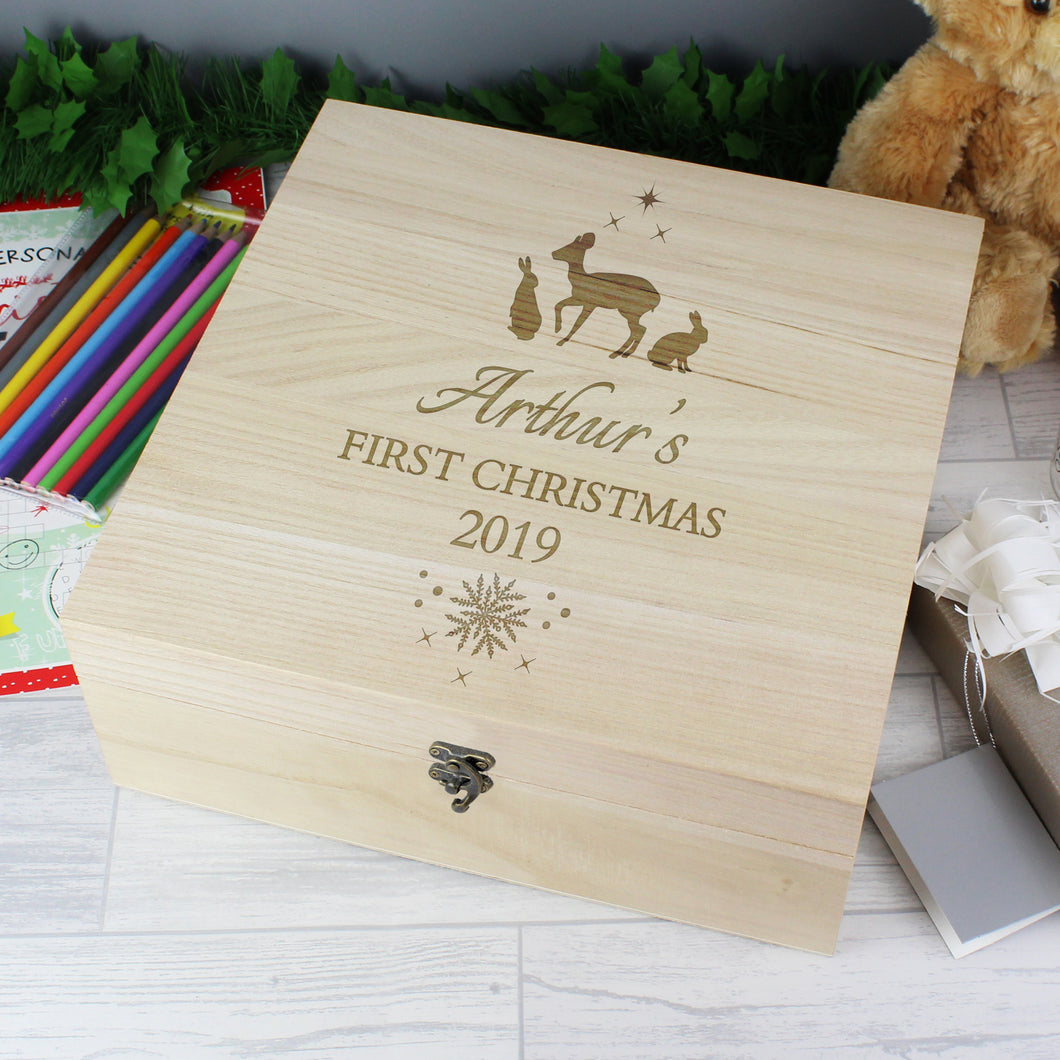 Personalised Large Wooden Keepsake Box - Ideal for Christmas, Birthdays, Weddings etc.