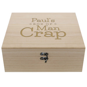 Personalised 'Box of Man Crap' Large Wooden Keepsake Box