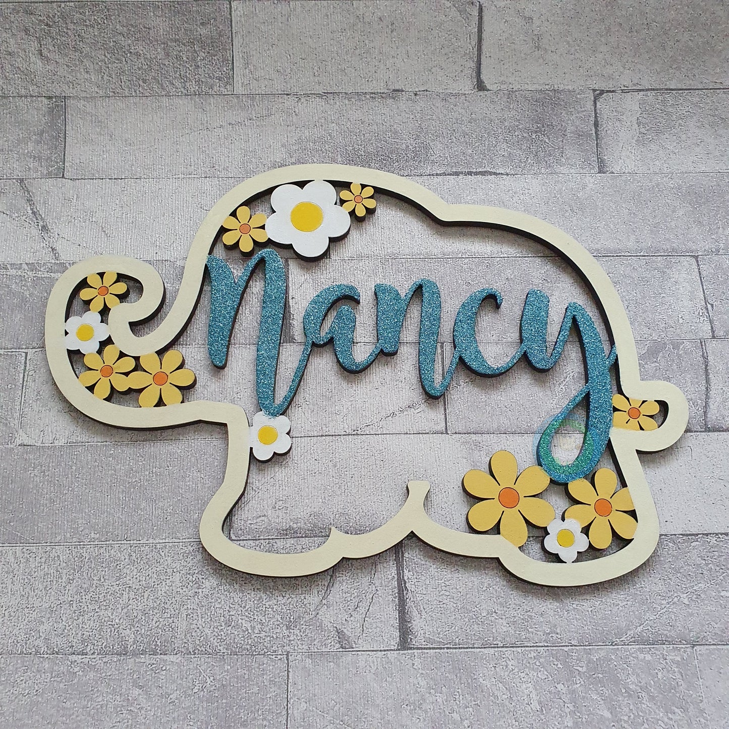 Personalised and Customisable Wooden Elephant Name Decoration