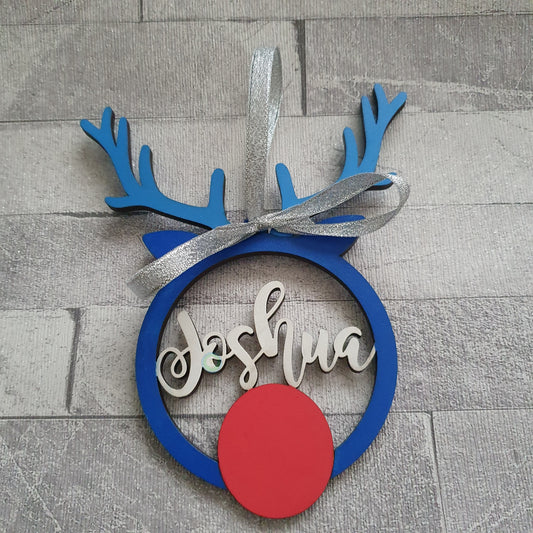 Personalised and Customisable Christmas Reindeer Hanging Decoration