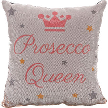 'Prosecco Queen' Sequined Cushion