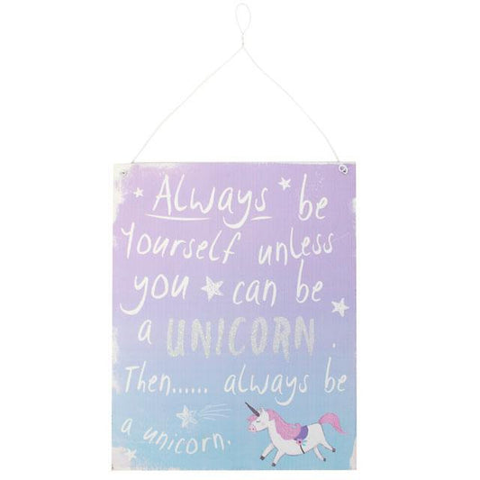 Reduced to Clear: Purple and Blue Ombre Effect Unicorn Metal Sign