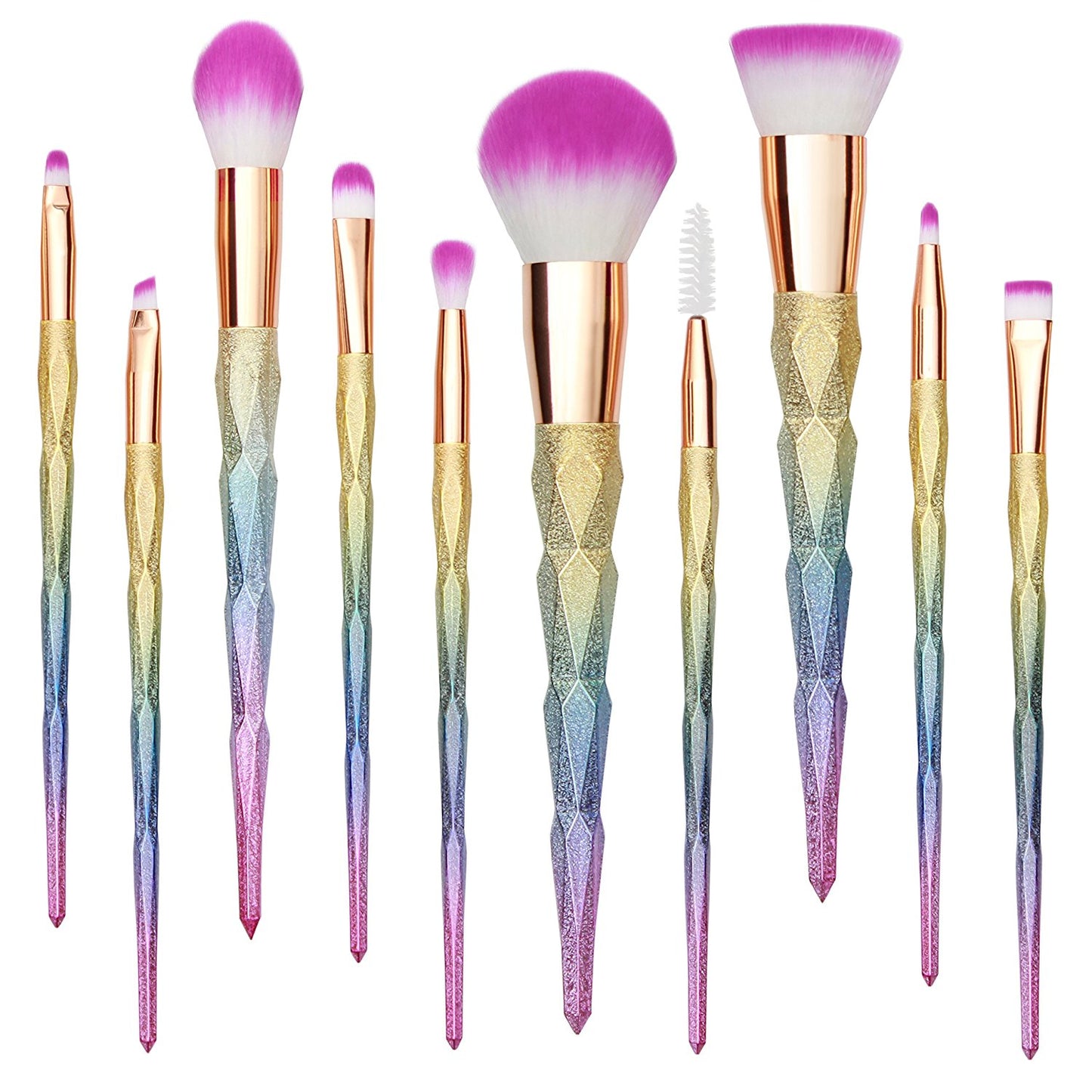 10 Piece Unicorn Rainbow Makeup Brush Set (Qivange) - Box Dented