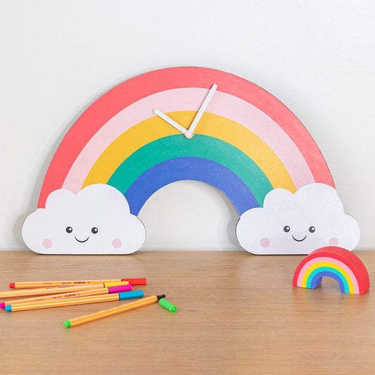 Rainbow and Clouds Wall Clock