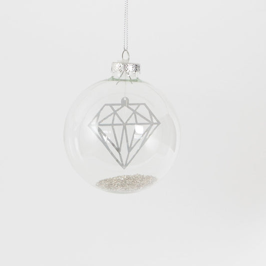 Shine Bright Floating Diamond Glass Christmas Bauble