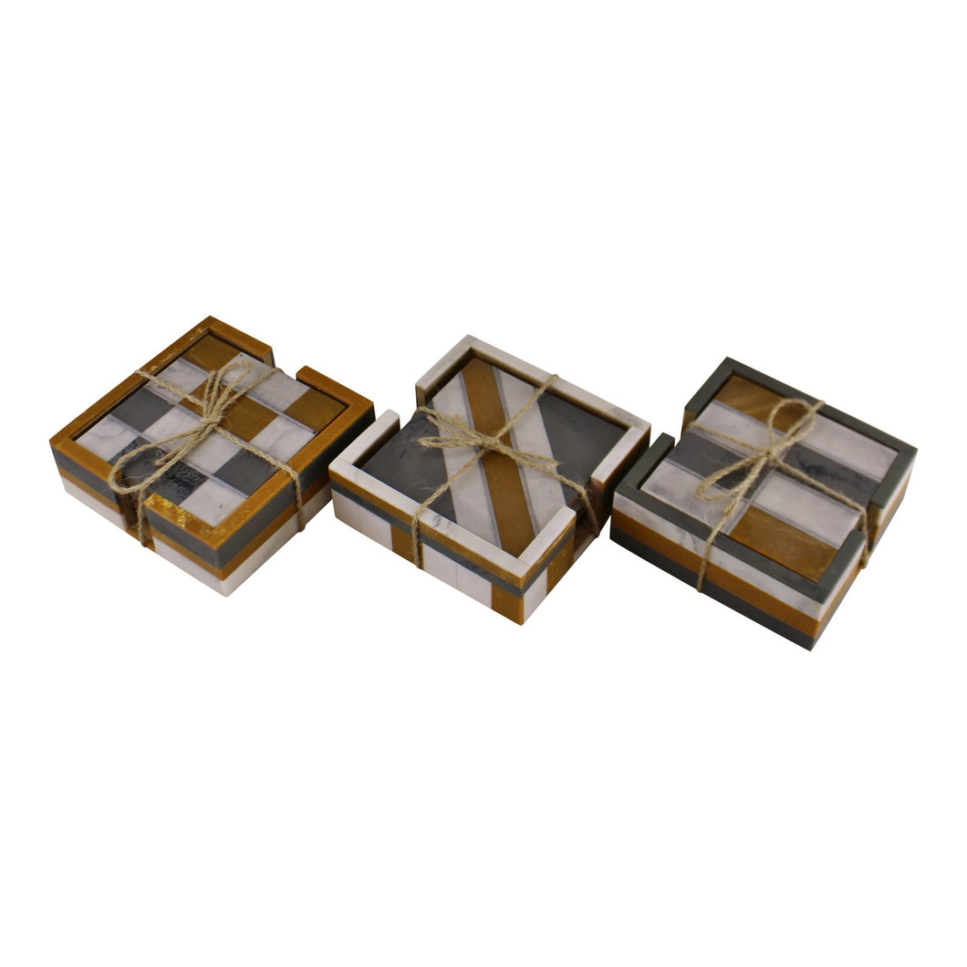 Set of 4 Square Resin Coasters - Abstract Design