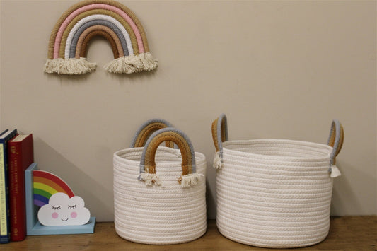 Pair of Baskets with Rainbow Handles