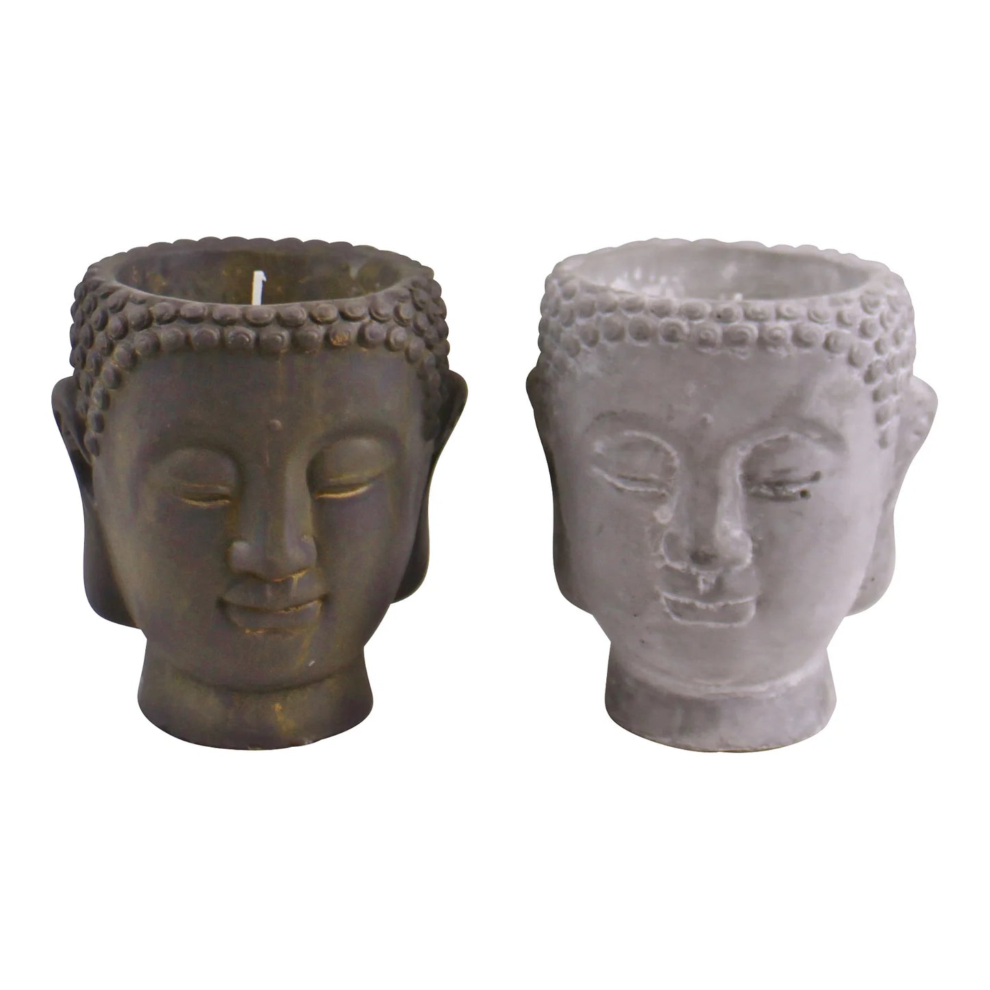 Set of 2 Cement Buddha Design Candles - Available in Medium or Large