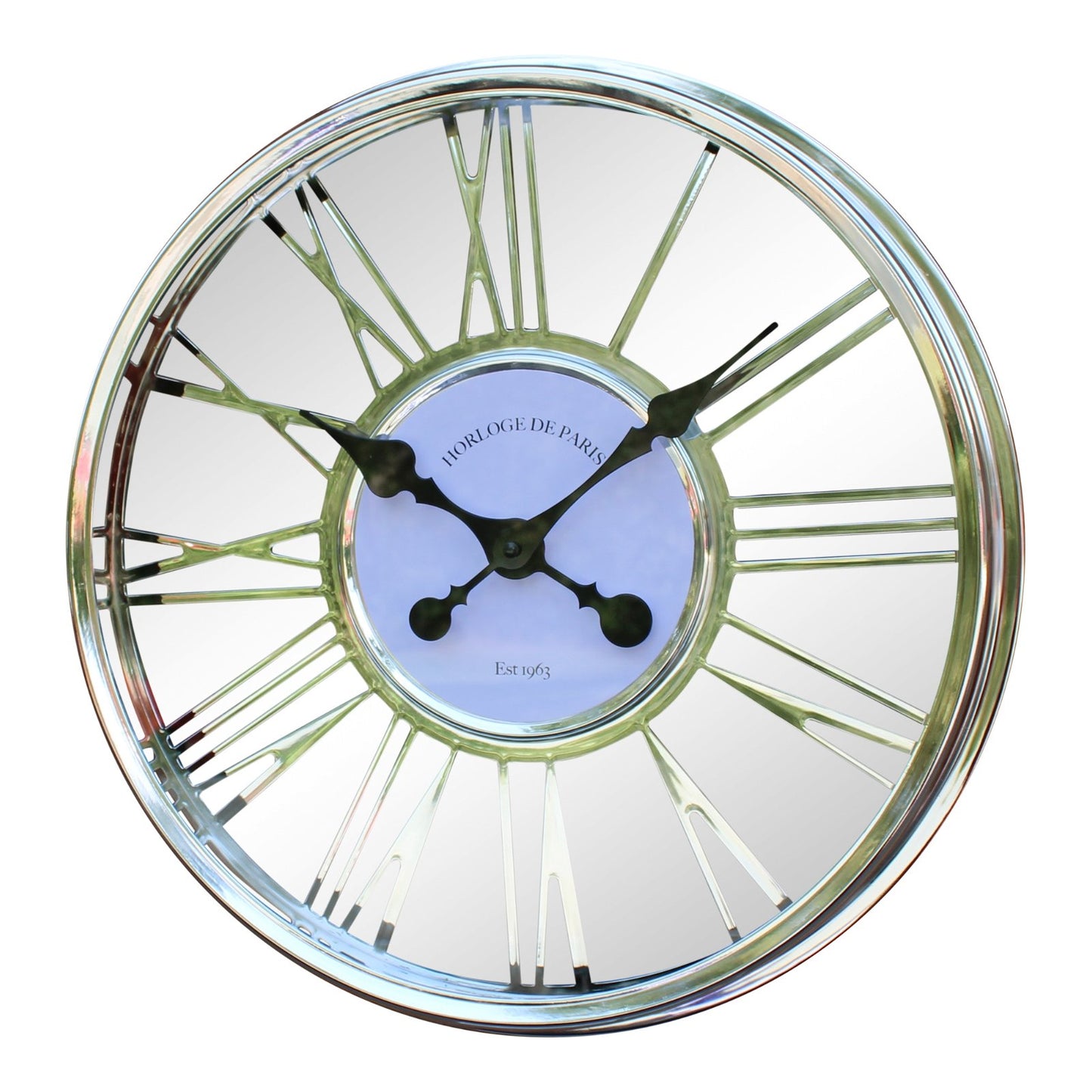 Large (45cm) Silver Wall Clock - UK Only