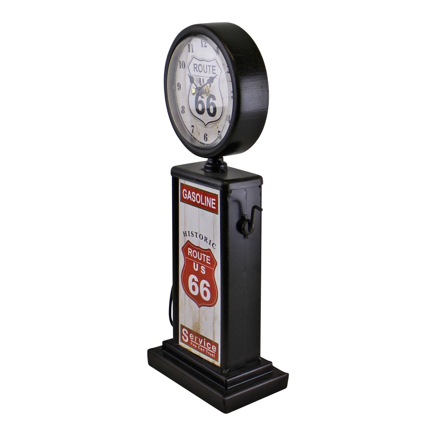 Free Standing 'Route 66' Retro Gas Pump Clock - Black