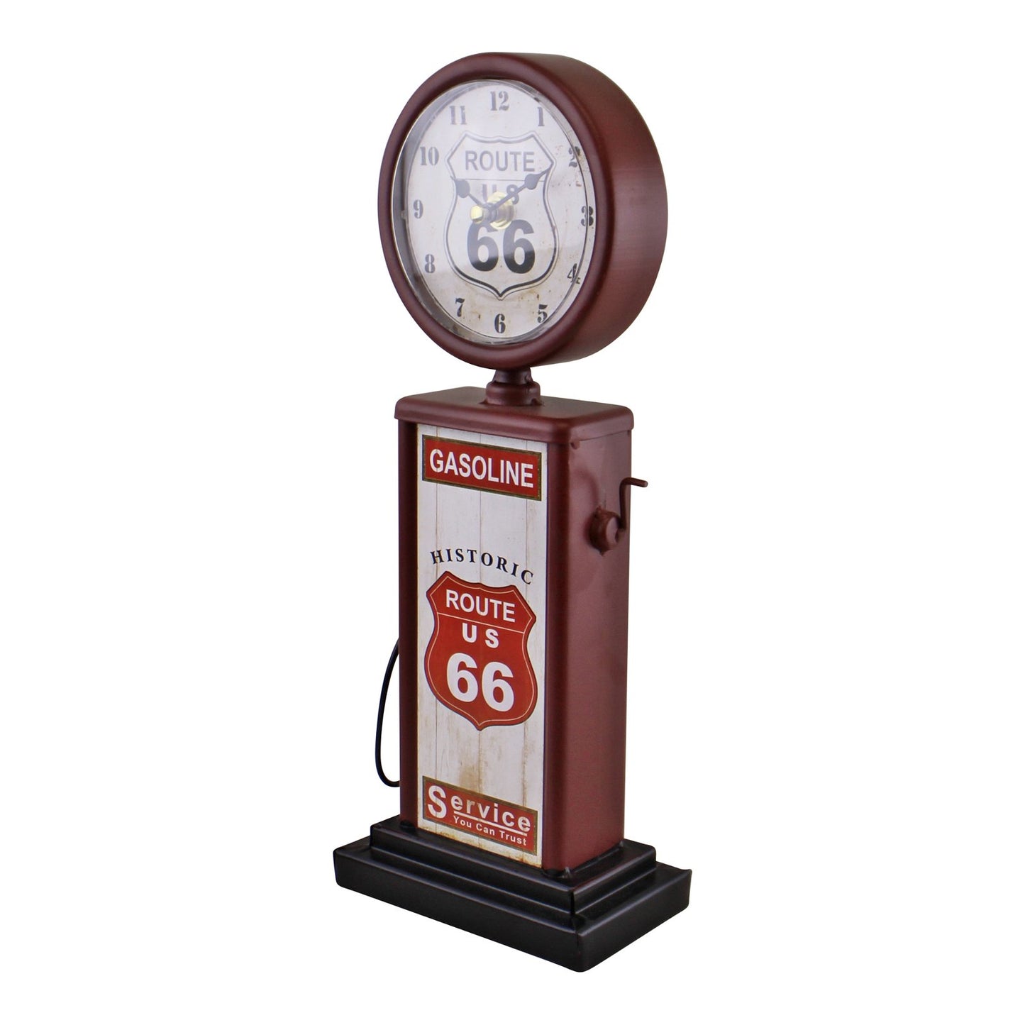 Free Standing 'Route 66' Retro Gas Pump Clock - Red