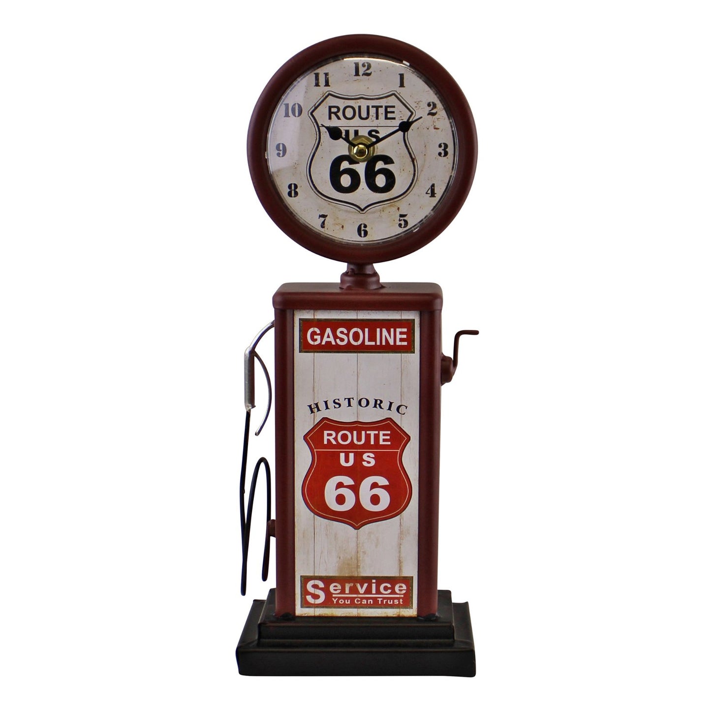 Free Standing 'Route 66' Retro Gas Pump Clock - Red