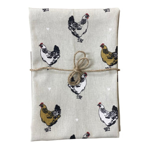 Pack of Three Tea Towels With A Chicken Print Design