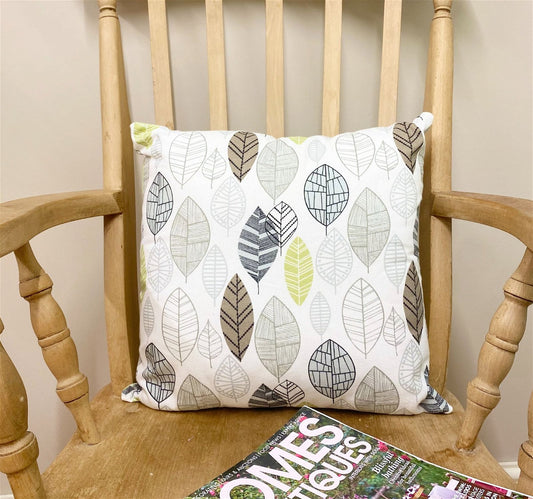 Scatter Cushion with Green Leaf Print Design 37cm