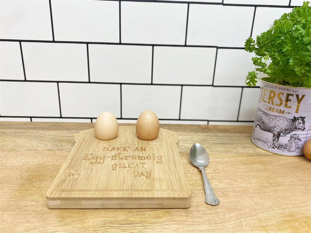 Wooden Toast Shaped Egg Holder 23cm