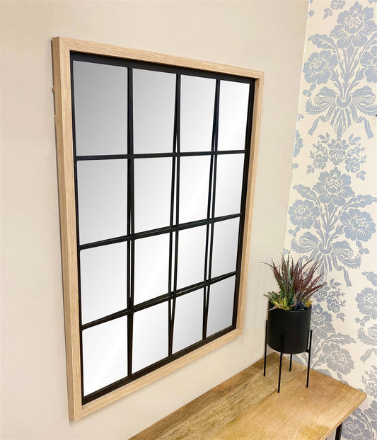 Natural Wood Effect Window Mirror 80cm - UK Only