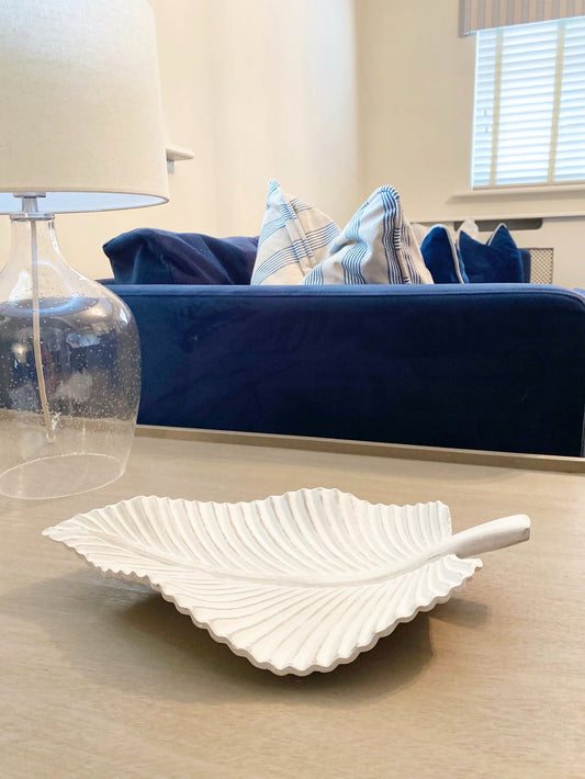 Antique Style White Leaf Trinket Dish