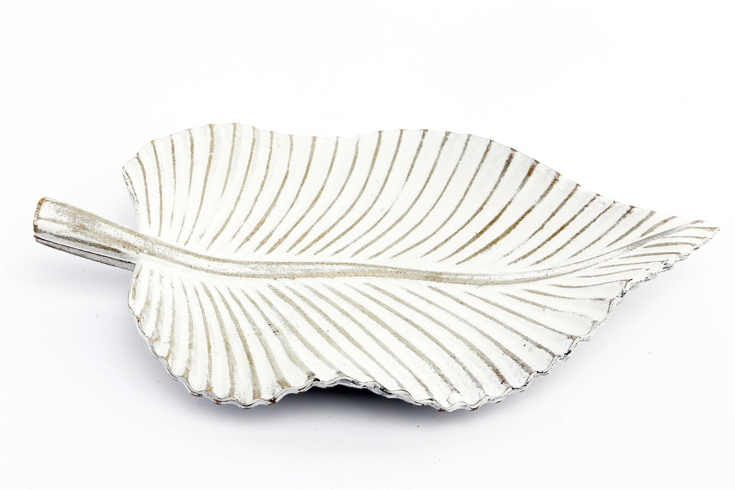 Antique Style White Leaf Trinket Dish