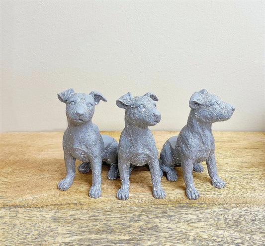 Set of Three Grey Dog Pot Risers
