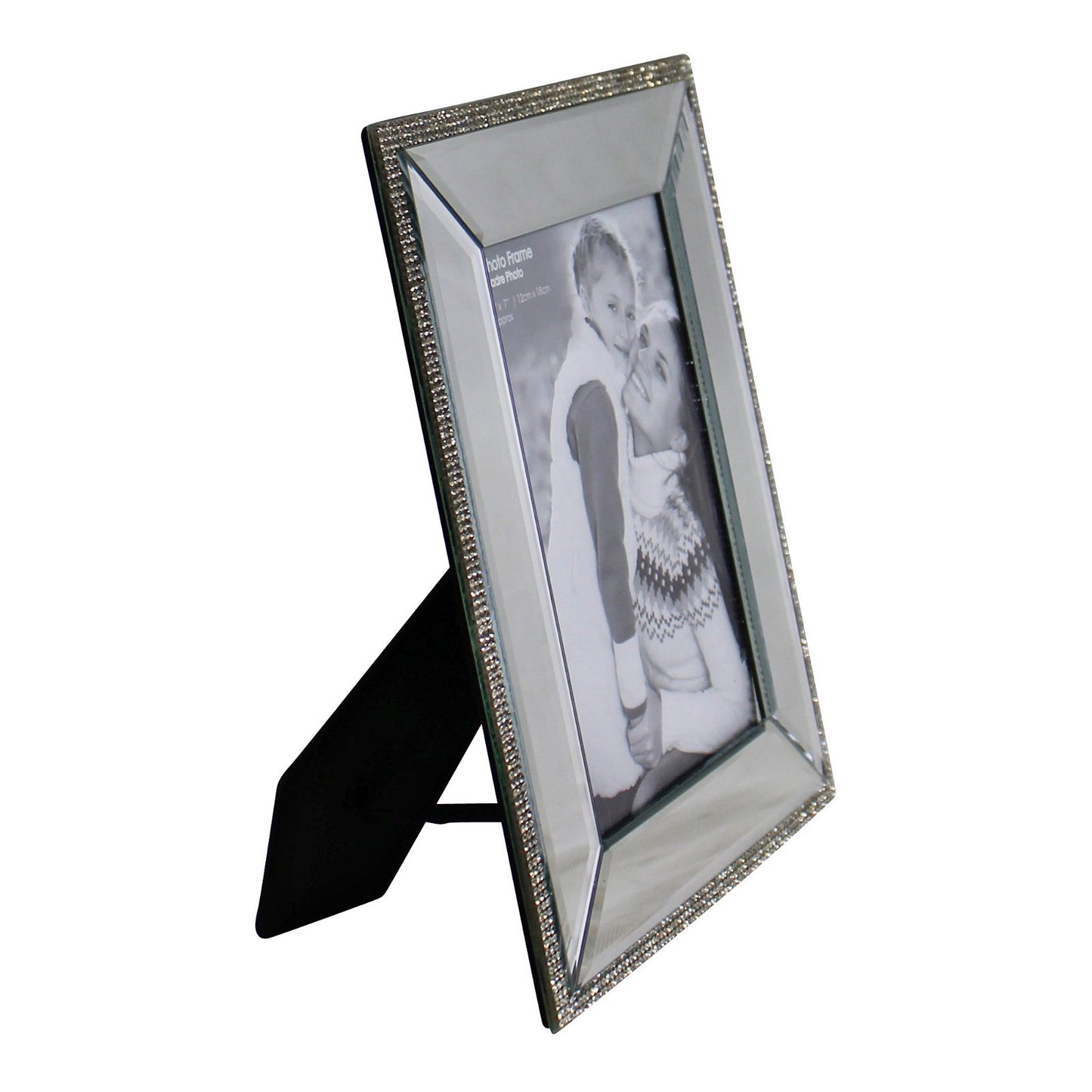 Mirrored Freestanding Photo Frame (5x7in) With Crystal Detailing