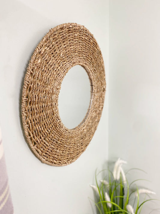 Natural Seagrass Mirror 50cm - UK Only