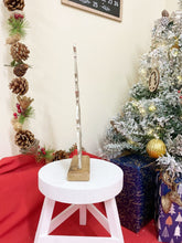 Silver Christmas Tree & Stars On Wooden Base