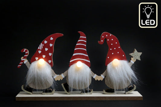Trio of LED Christmas Gonks On Stand (dispatch end September 2023)
