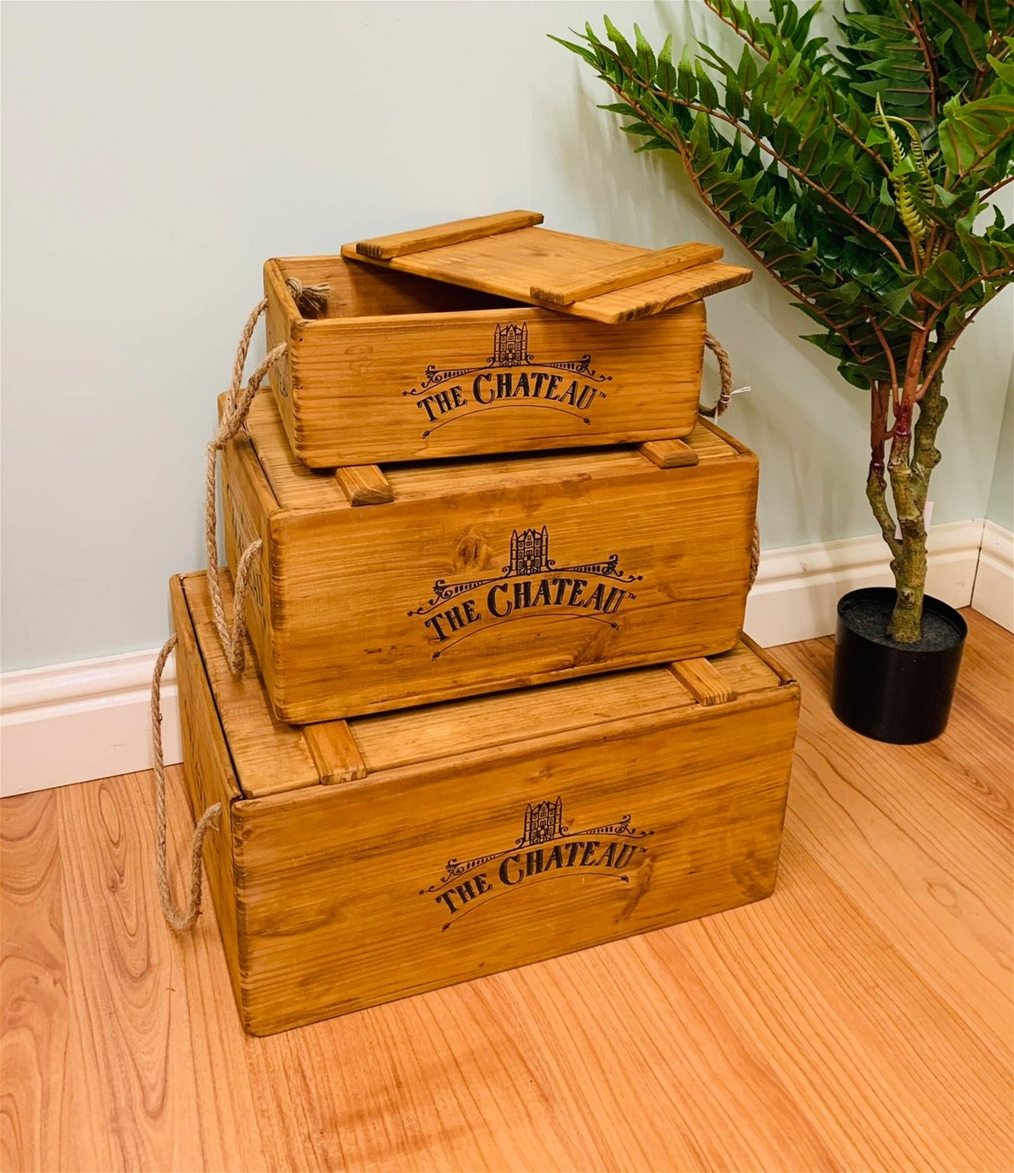 Set Of 3 The Chateau Rustic Vintage Crates - UK Only