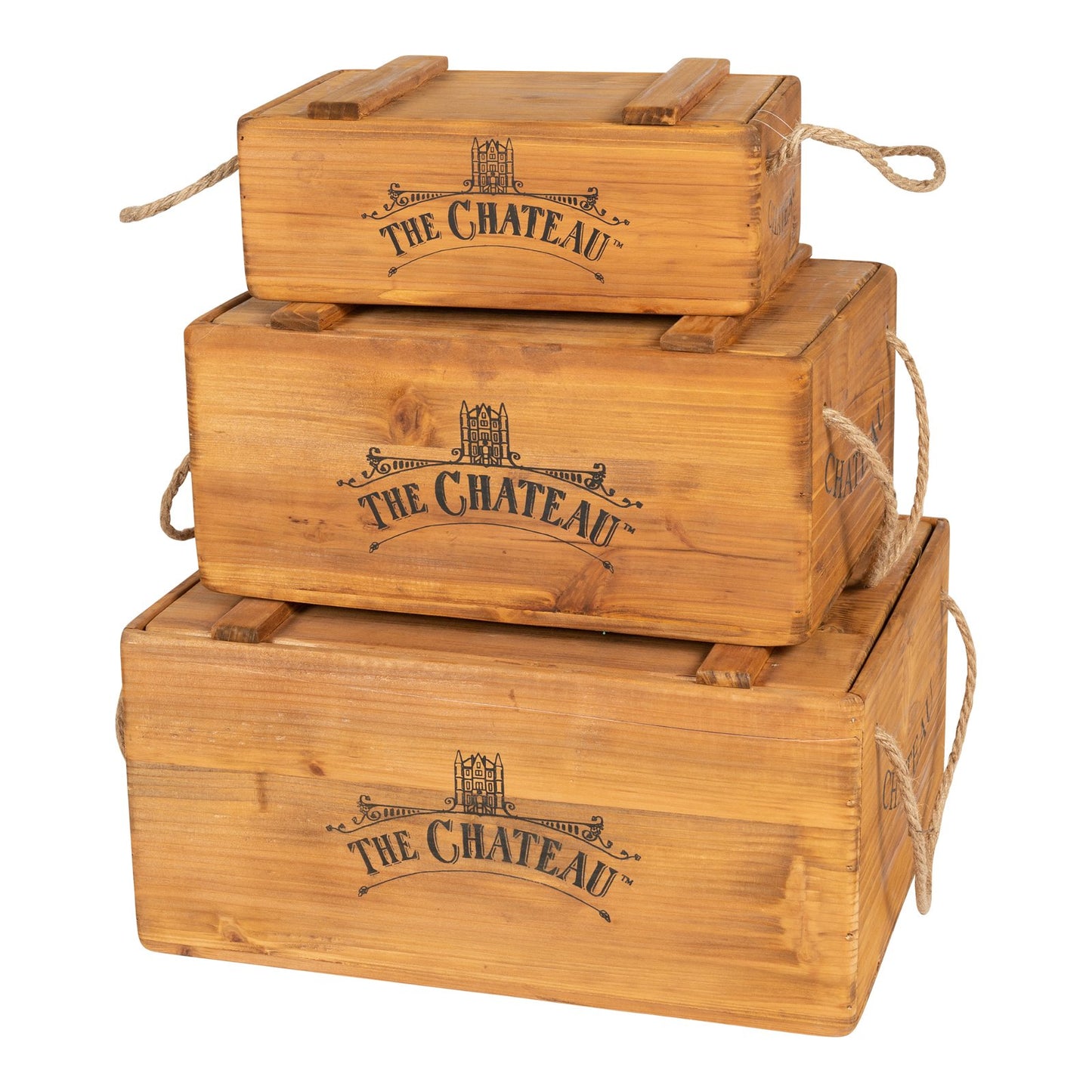 Set Of 3 The Chateau Rustic Vintage Crates - UK Only