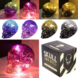 Small Two Toned (Silver/Black) LED Skull - Perfect for Halloween